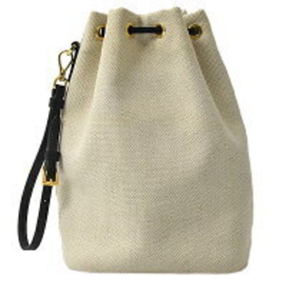 Prada bag bucket natural black drawstring canvas